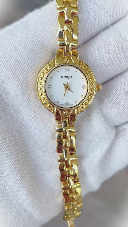 Reloj Joya Spirit Mujer Swiss Made Dorado 90´s Guilloché Radial