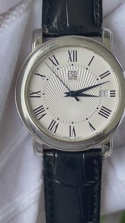 Reloj ESQ Swiss Hombre Año 2002 Guilloché Corona Azul Movado