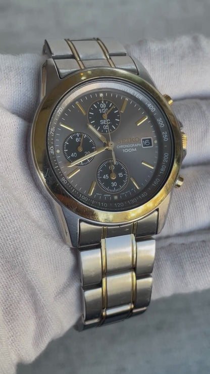 Reloj Seiko Cronógrafo 7T92 Hombre Original Vintage 1997 Taquímetro