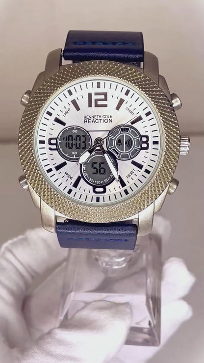 Reloj Kenneth Cole Reaction Ana-Digi Hombre Oversize 49mm Multifunción Año 2011