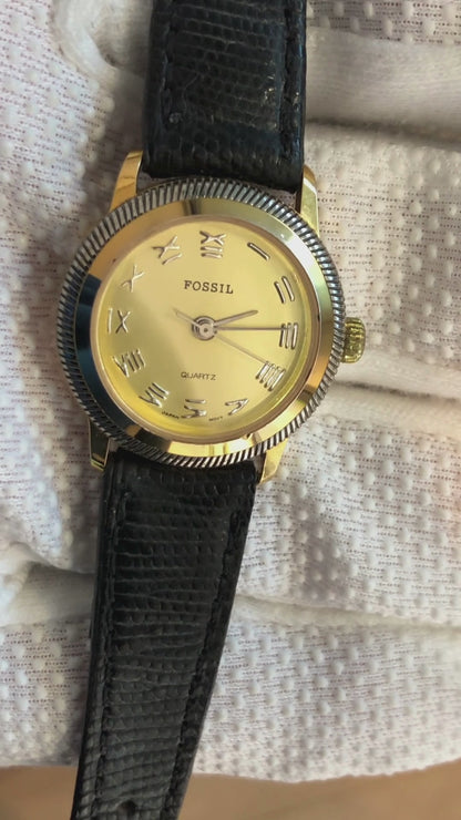Reloj Fossil Mujer Años 80s Dorado Números Romanos Pionero