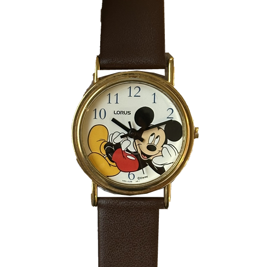 Reloj Lorus by Seiko Disney Mickey Mouse 30mm Unisex V501-8S10 Mickey recostado Año 1994 — portada