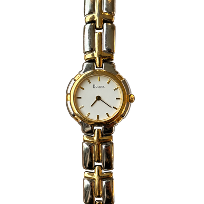 Reloj Joya Bulova TwoTone Brazalete de Eslabones Cruzados Año 1995 Favor Leer — portada