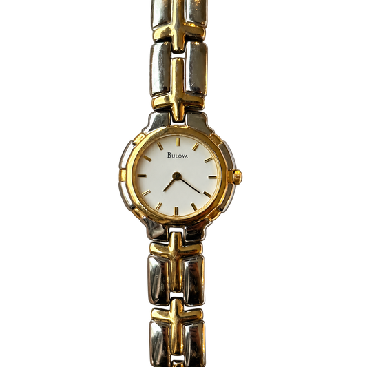 Reloj Joya Bulova TwoTone Brazalete de Eslabones Cruzados Año 1995 Favor Leer — portada