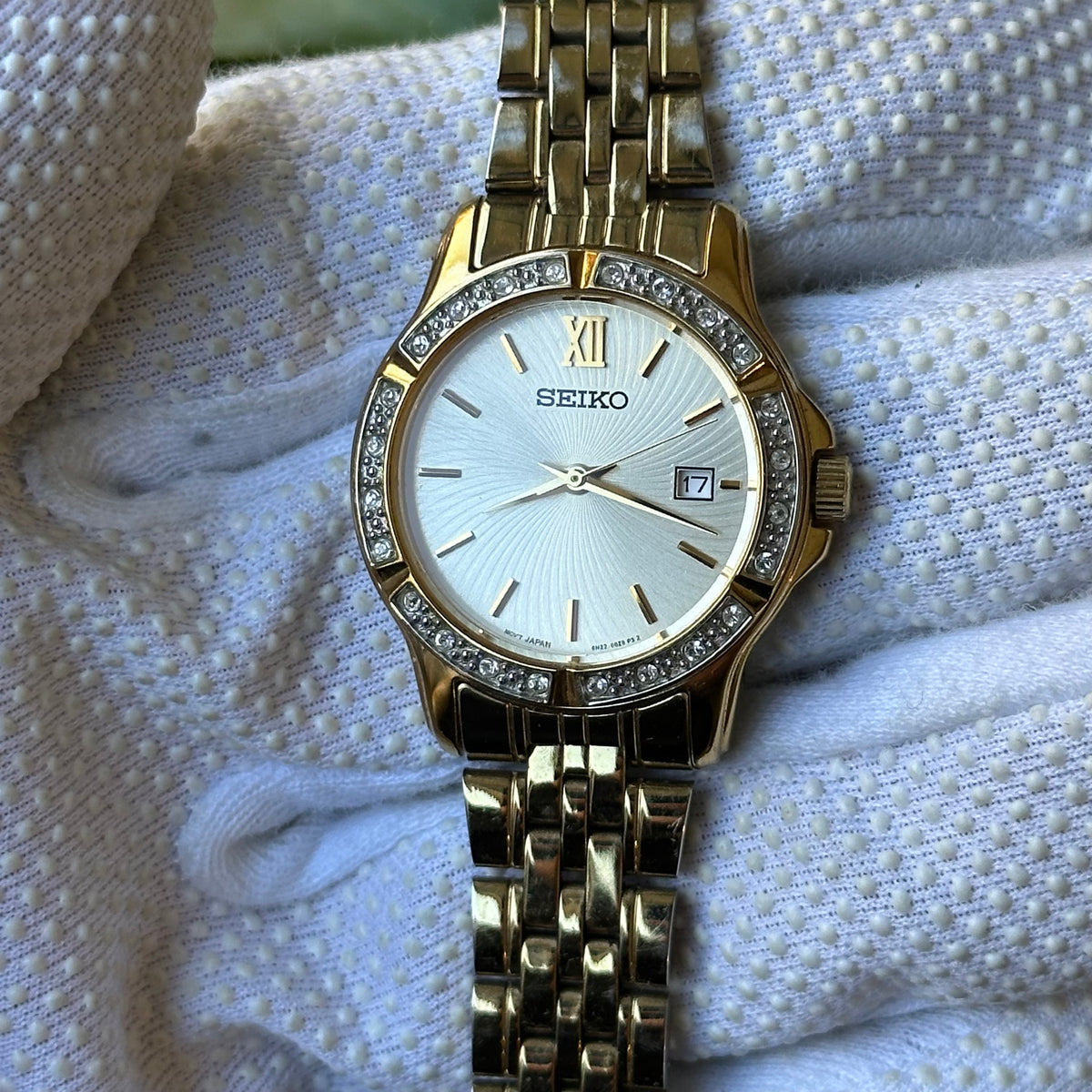 Seiko Mujer 6N22-00G0 Dorado Dial de Ondas Bisel Cristales Abril de 2006