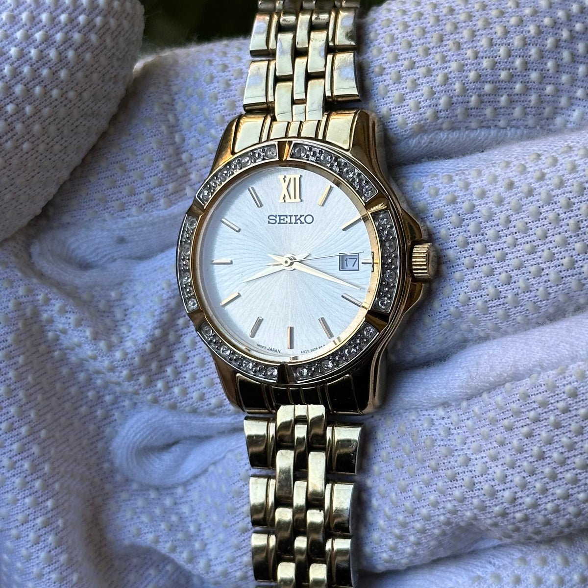Seiko Mujer 6N22-00G0 Dorado Dial de Ondas Bisel Cristales Abril de 2006