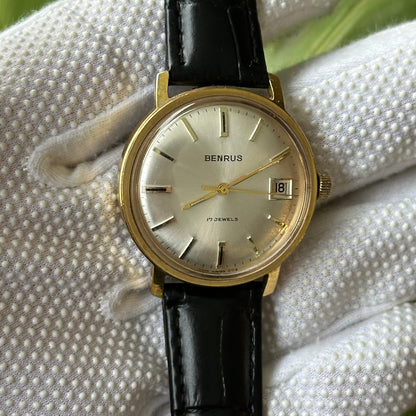 Benrus Hombre 17 Rubíes Dial Sunburst y Fondo Transparente Año 1970