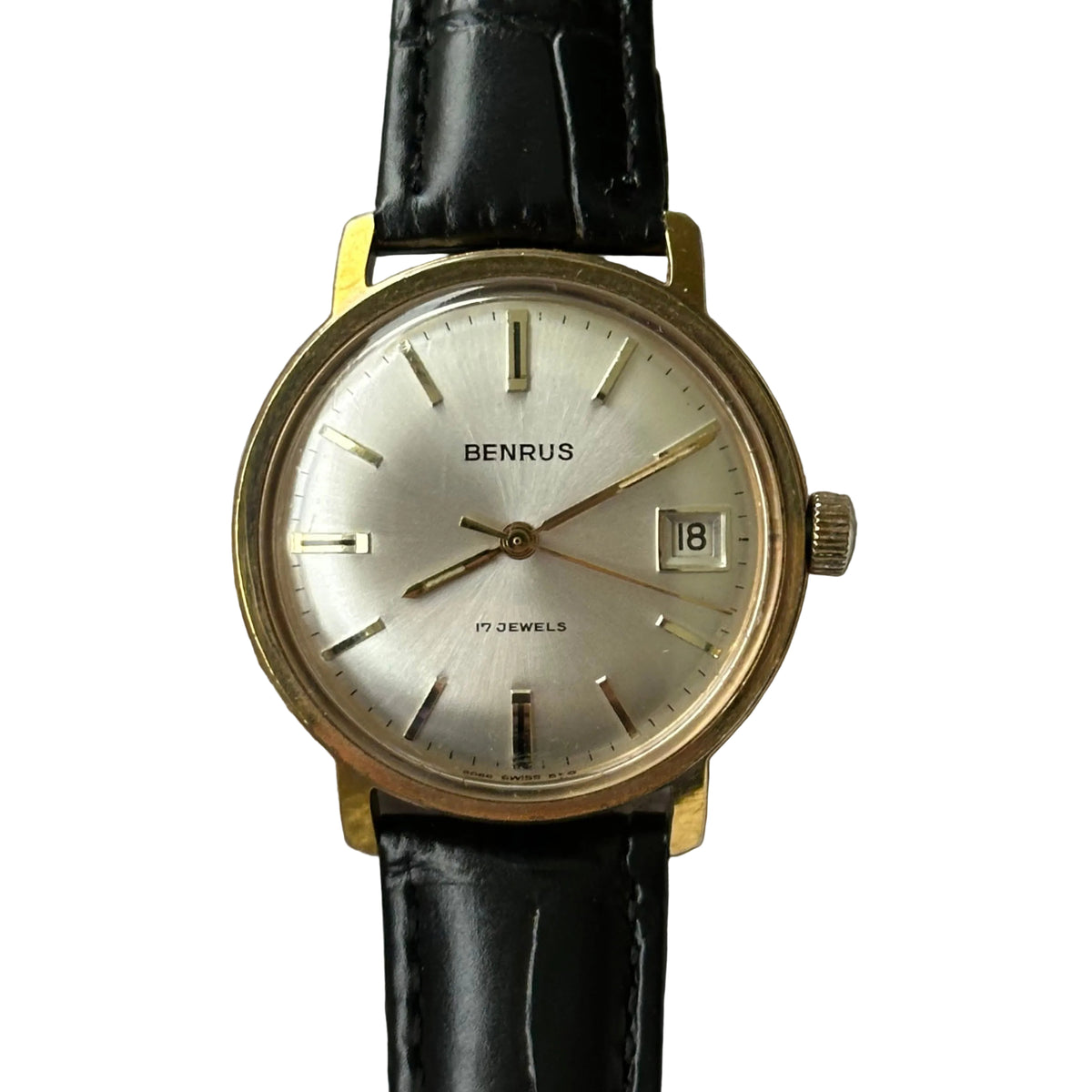 Benrus Hombre 17 Rubíes Dial Sunburst y Fondo Transparente Año 1970