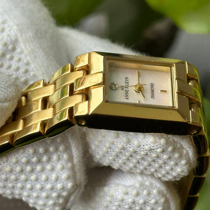 Anne Klein Mujer Diamond Madreperla Dorado Swiss Parts Año 1999