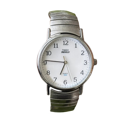 Timex Hombre Indiglo Dial Blanco y Brazalete Extensible Octubre de 1999
