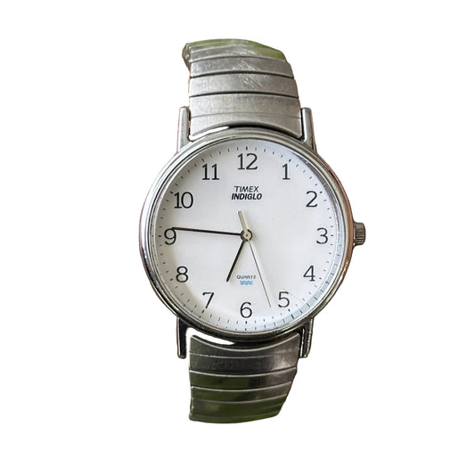 Timex Hombre Indiglo Dial Blanco y Brazalete Extensible Octubre de 1999