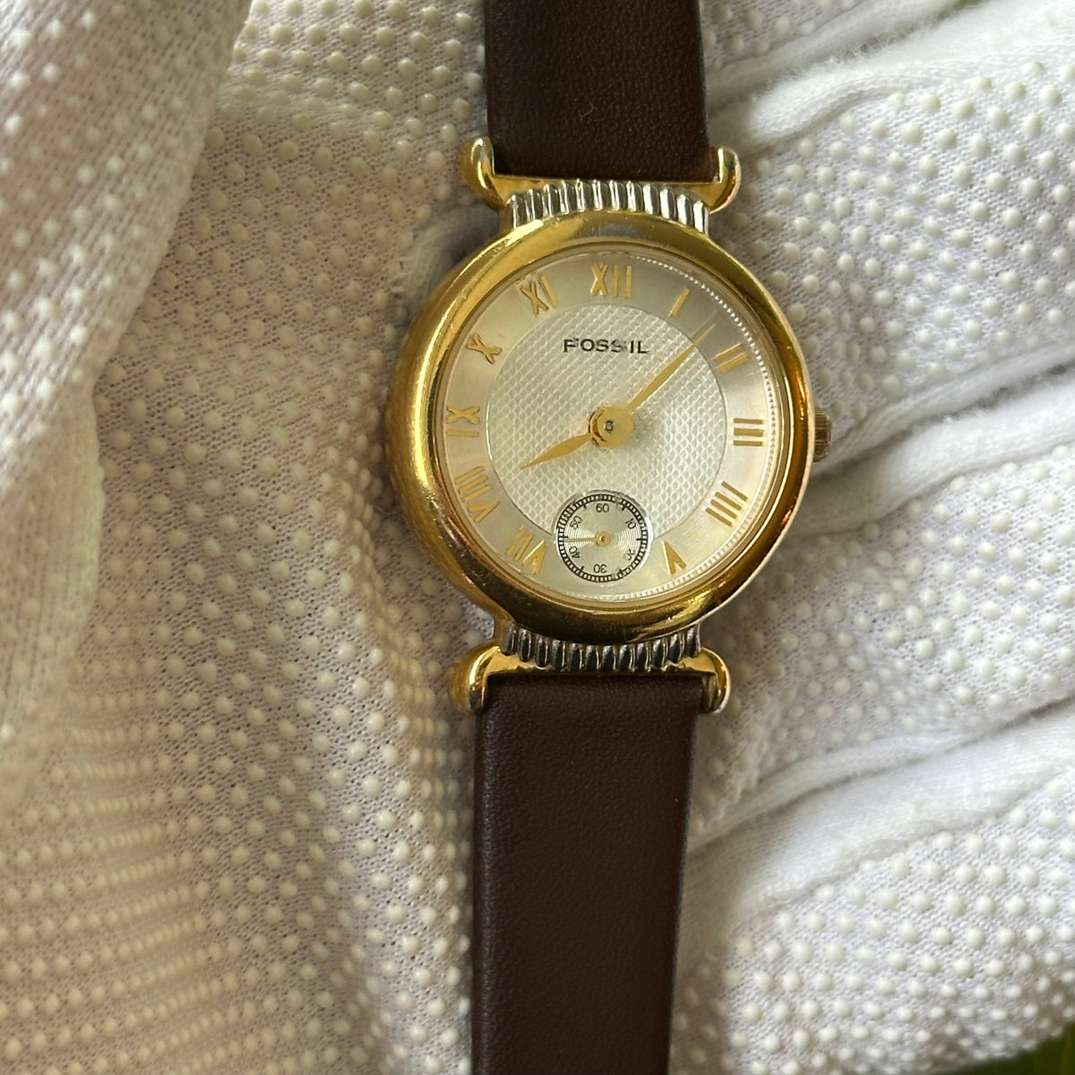 Fossil Mujer PC-9608 Cristal Facetado y Pequeño Segundero Año 1994