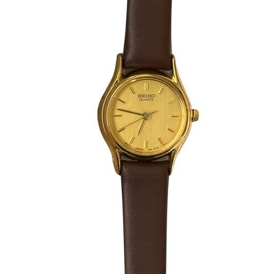 Seiko Mujer 1N01-0E19 Dial Dorado Satinado Sept. de 1998