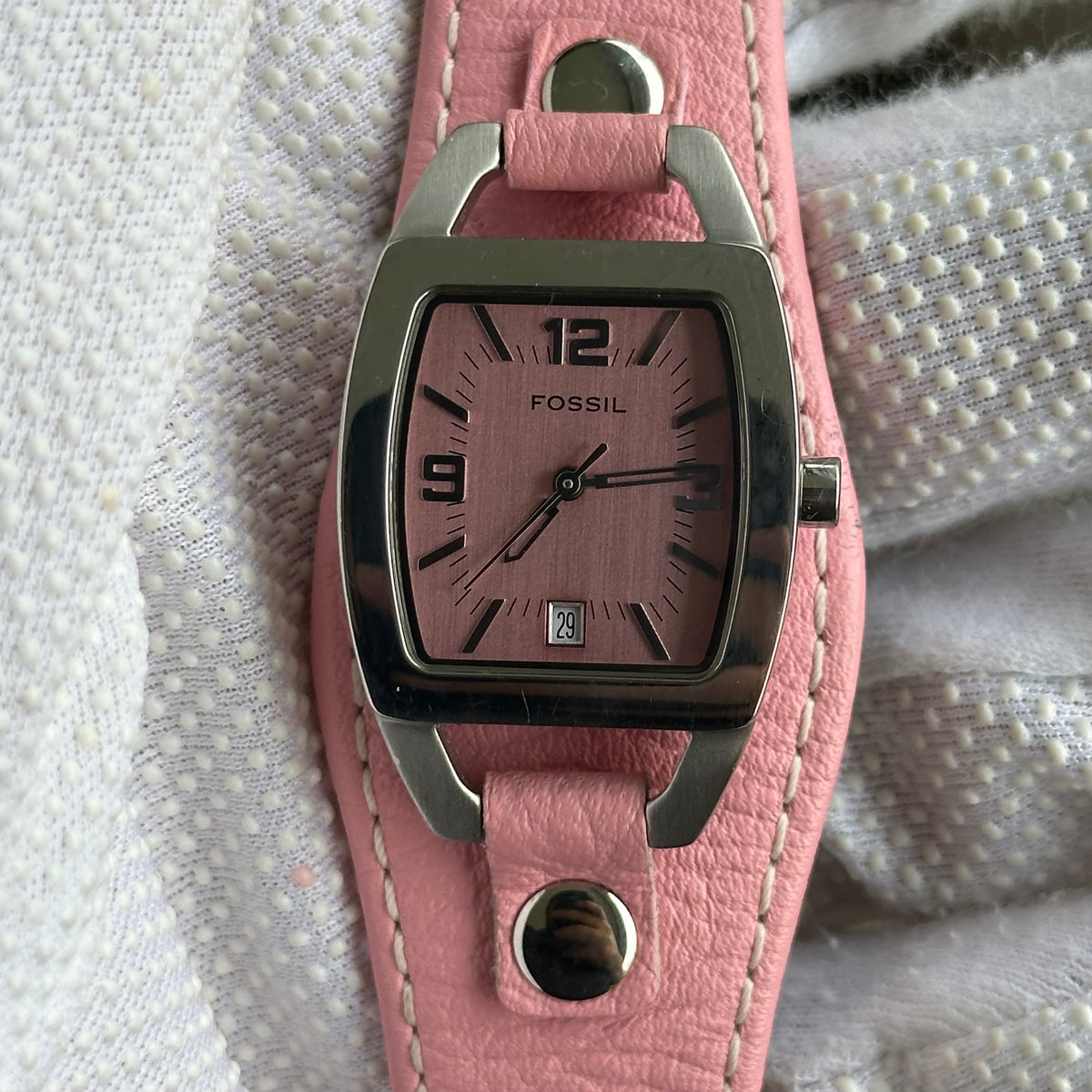 Fossil Mujer JR8479 Rosado Brazalete de Cuero Año 2004 ÚNICO