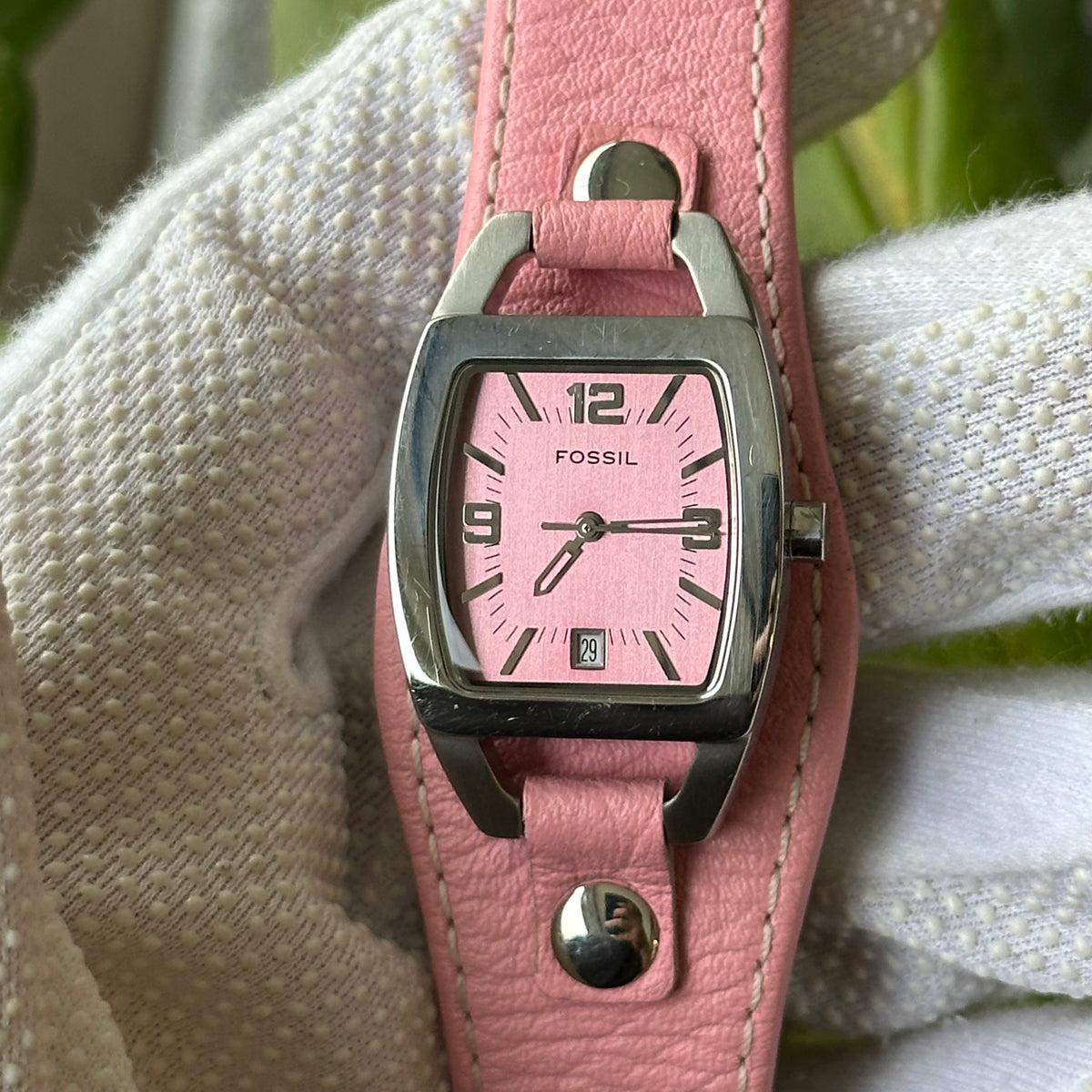 Fossil Mujer JR8479 Rosado Brazalete de Cuero Año 2004 ÚNICO