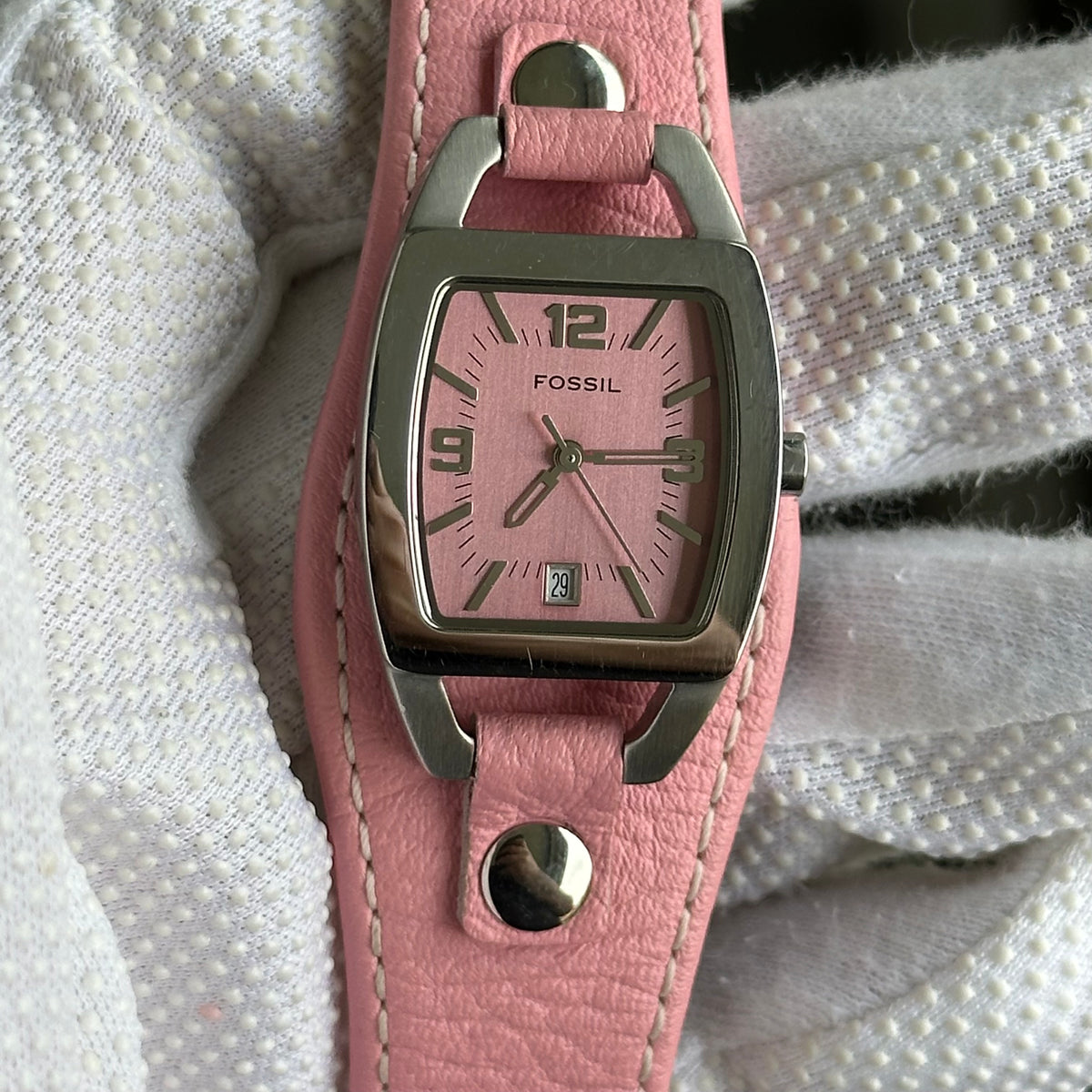 Fossil Mujer JR8479 Rosado Brazalete de Cuero Año 2004 ÚNICO