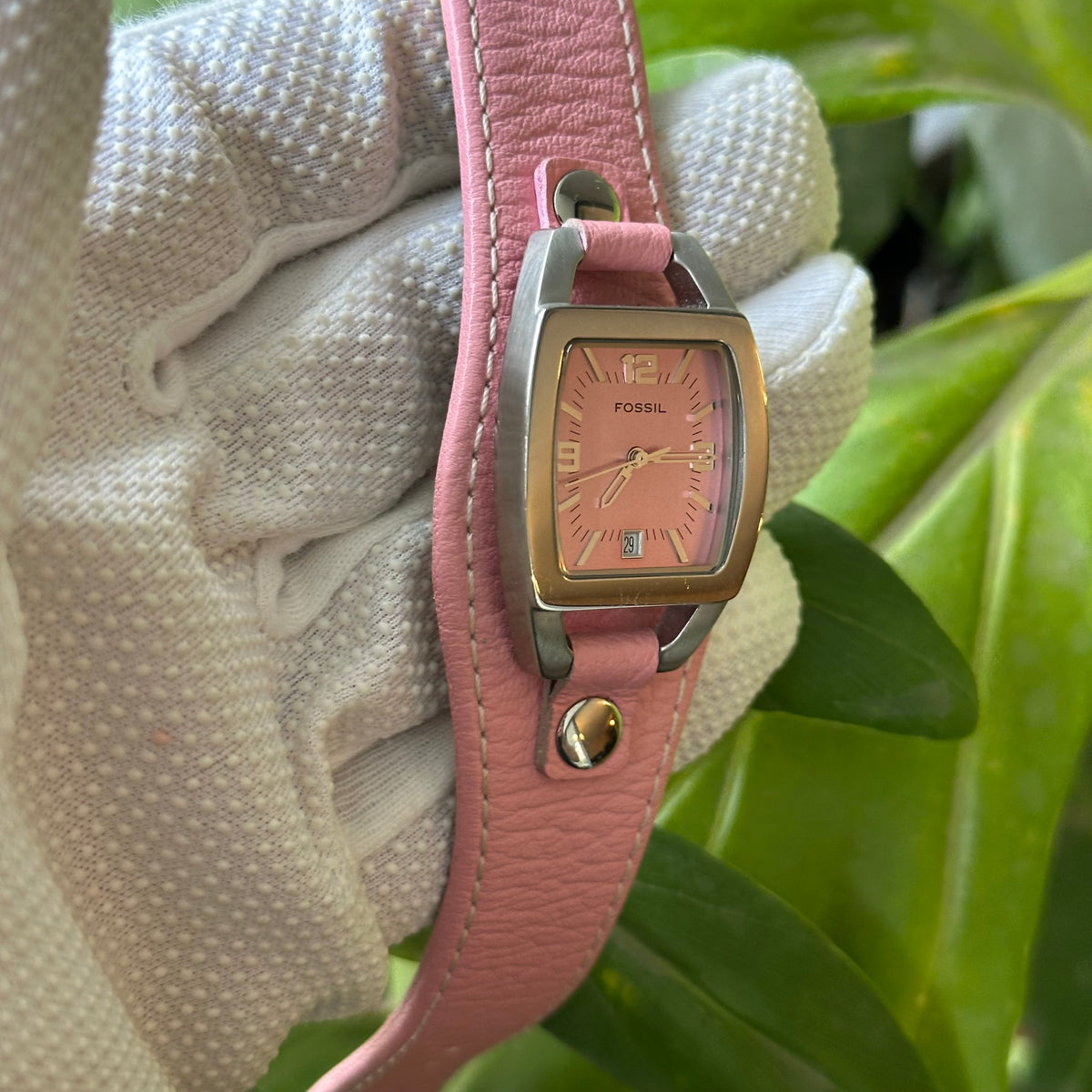 Fossil Mujer JR8479 Rosado Brazalete de Cuero Año 2004 ÚNICO
