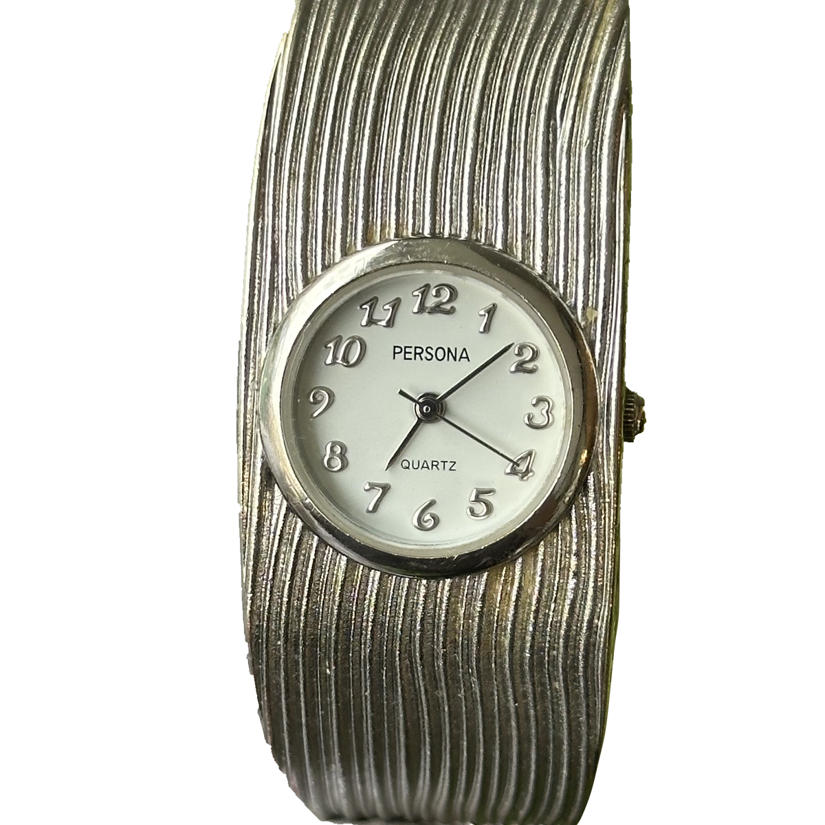 Persona Mujer Brazalete Plateado Efecto Plisado Año 2002