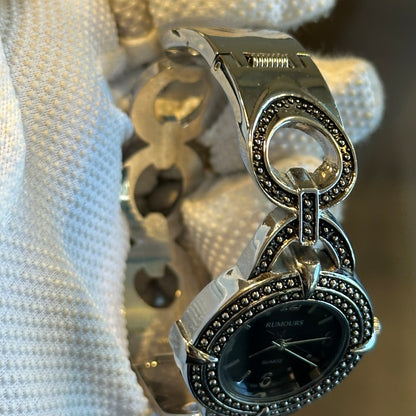 Reloj Joya Rumours Ovalado con Esfera Negra Año 1999 Estética Bisutería Antigua / NeoVintage — fotografía adicional 6