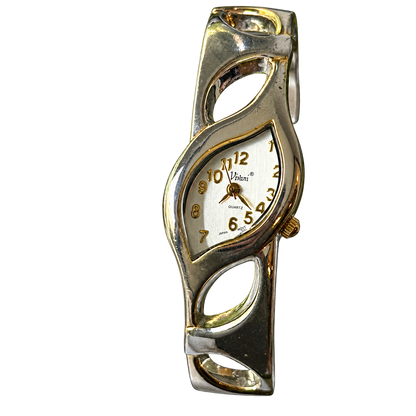 Reloj Joya Vivani 415T Mujer Diseño de Hoja y Brazalete Calado Bicolor Año 1998 — portada transparente
