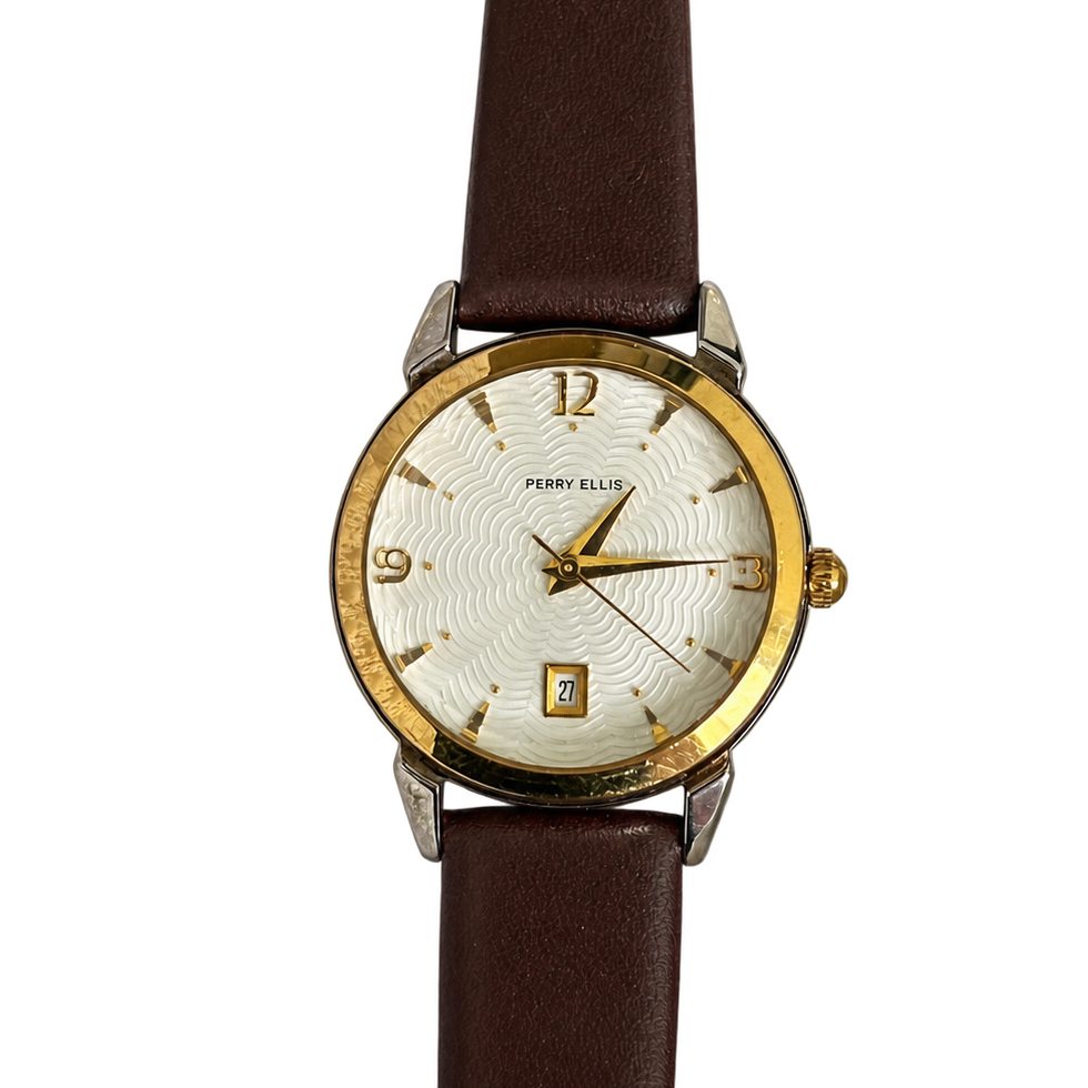 Reloj Perry Ellis PECL5015 Mujer Esfera en Relieve Roseta Guilloché Bicolor Año 2005 — portada transparente