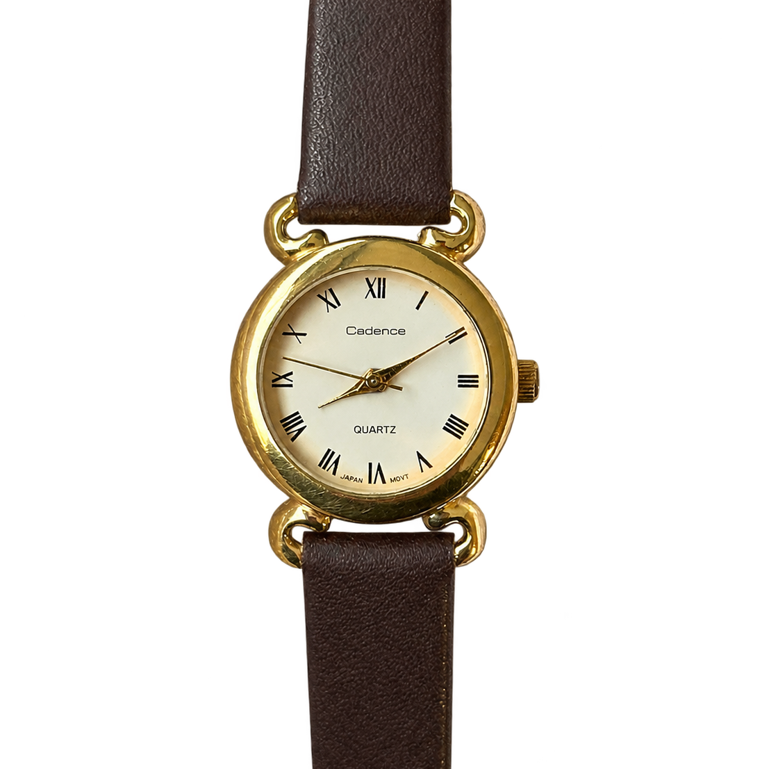 Reloj Cadence de Mujer Dorado con Números Romanos y Asas Decorativas Año 1992