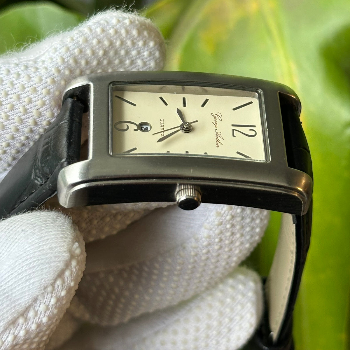 Reloj George Arthur Philadelphia Hombre Rectangular con Calendario Año 2000 Geometría Art Déco