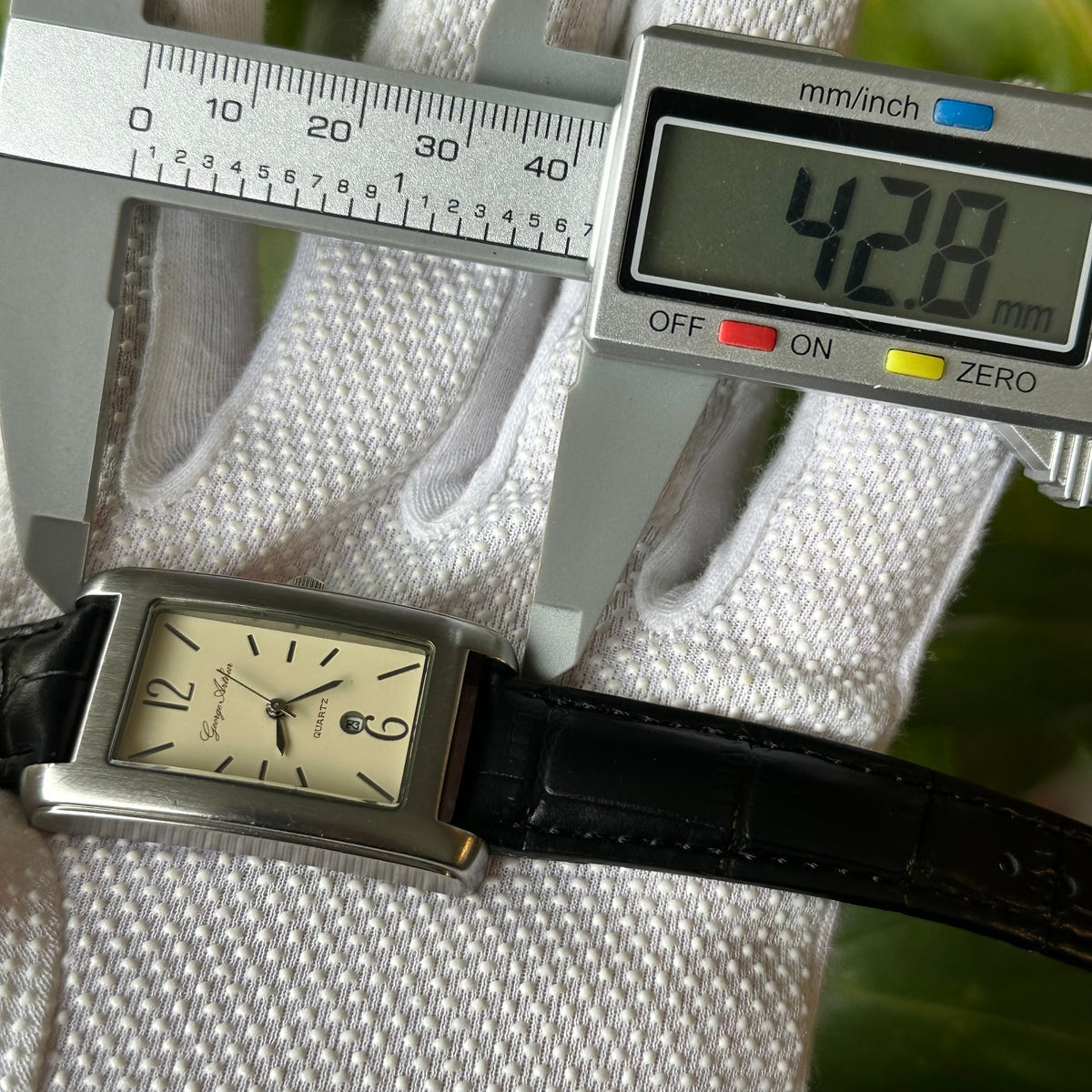 Reloj George Arthur Philadelphia Hombre Rectangular con Calendario Año 2000 Geometría Art Déco