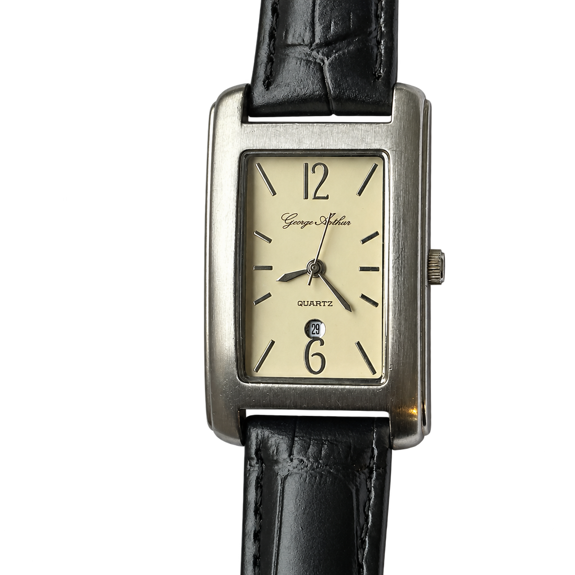 Reloj George Arthur Philadelphia Hombre Rectangular con Calendario Año 2000 Geometría Art Déco