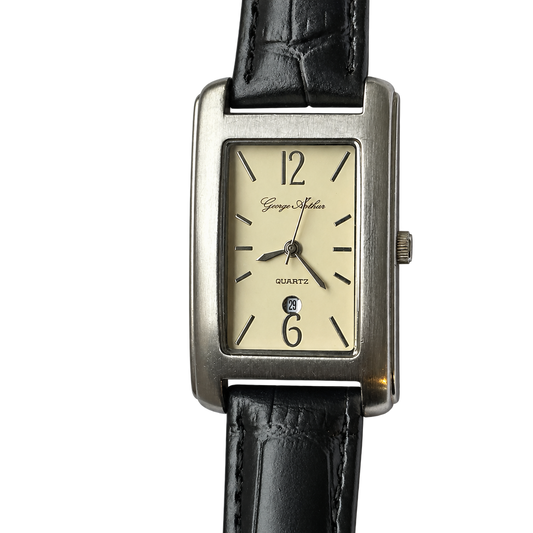 Reloj George Arthur Philadelphia Hombre Rectangular con Calendario Año 2000 Geometría Art Déco