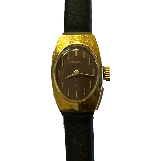 Reloj Seiko 11-7039 A Cuerda Mujer Esfera Chocolate y Caja Dorada Elab. Mayo 1972