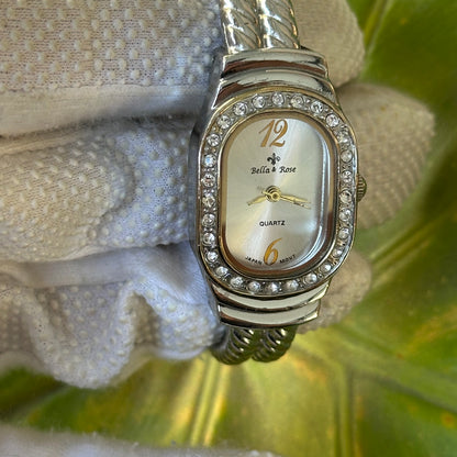 Reloj Joya Bella & Rose Brazalete trenzado y Bisel de Cristales Año 2006 Clasicismo Ornamental