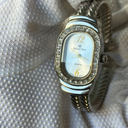 Reloj Joya Bella & Rose Brazalete trenzado y Bisel de Cristales Año 2006 Clasicismo Ornamental