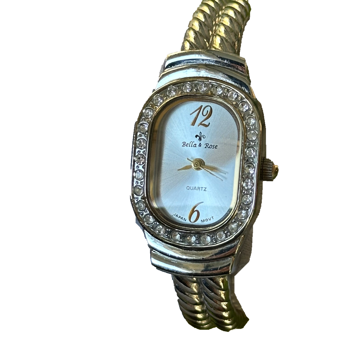 Reloj Joya Bella & Rose Brazalete trenzado y Bisel de Cristales Año 2006 Clasicismo Ornamental