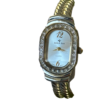 Reloj Joya Bella & Rose Brazalete trenzado y Bisel de Cristales Año 2006 Clasicismo Ornamental